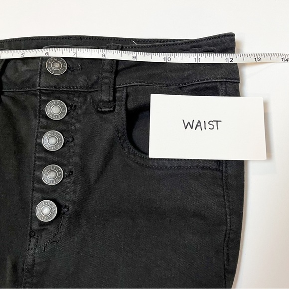 American Eagle Super High Rise Jegging 00 skinny jeans‎ black ripped button fly - Picture 9 of 12